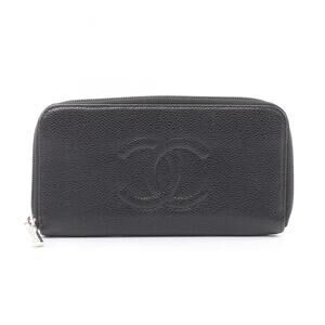 CHANEL Black Leather Logo Wallet